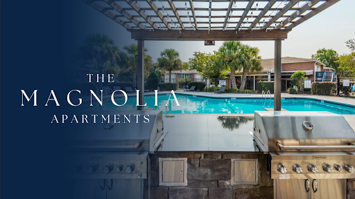 The Magnolia apartments pool and outdoor amenity area